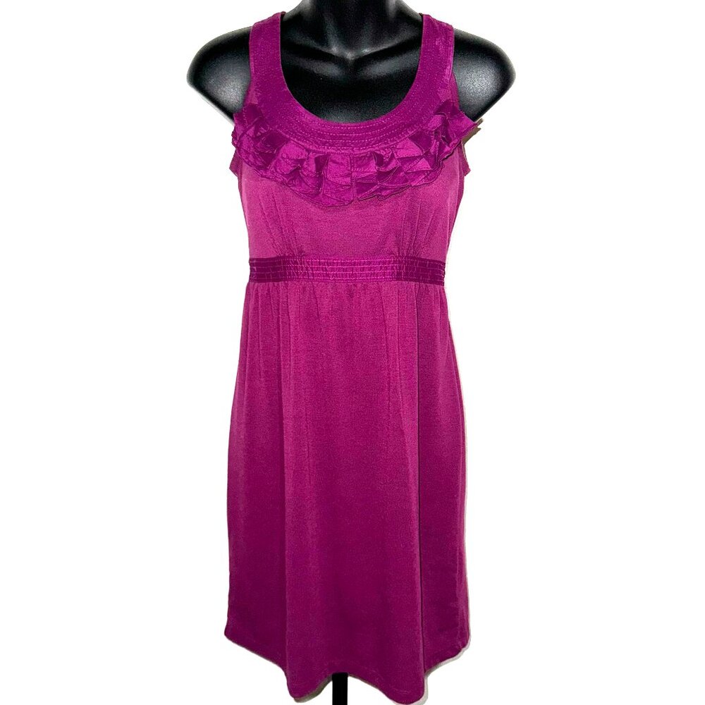 Ann Taylor Loft Size 00P Plum Scoop Ruffled Neck Tank Dress